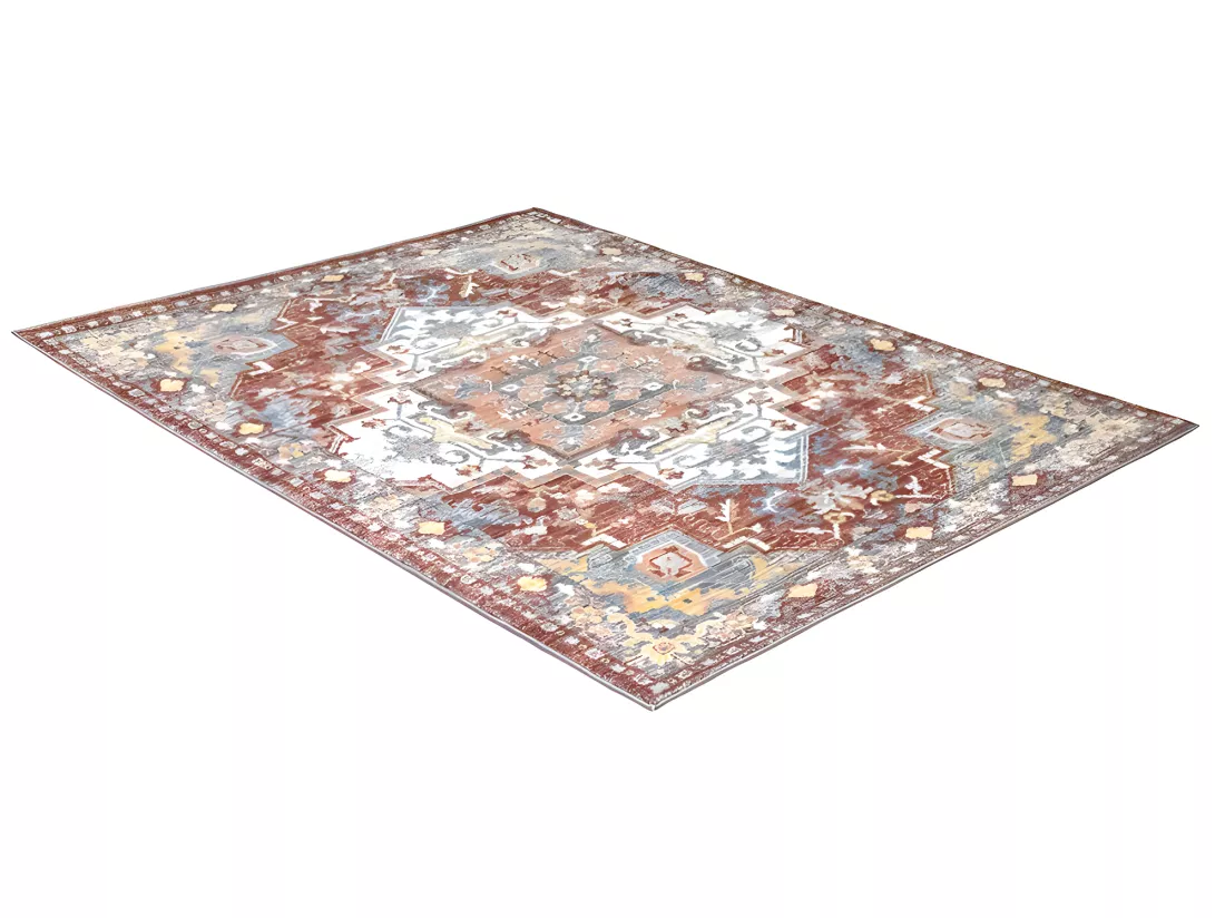 Tapis oriental vintage - 160 x 230 cm - Rouge et bleu - KALYAN