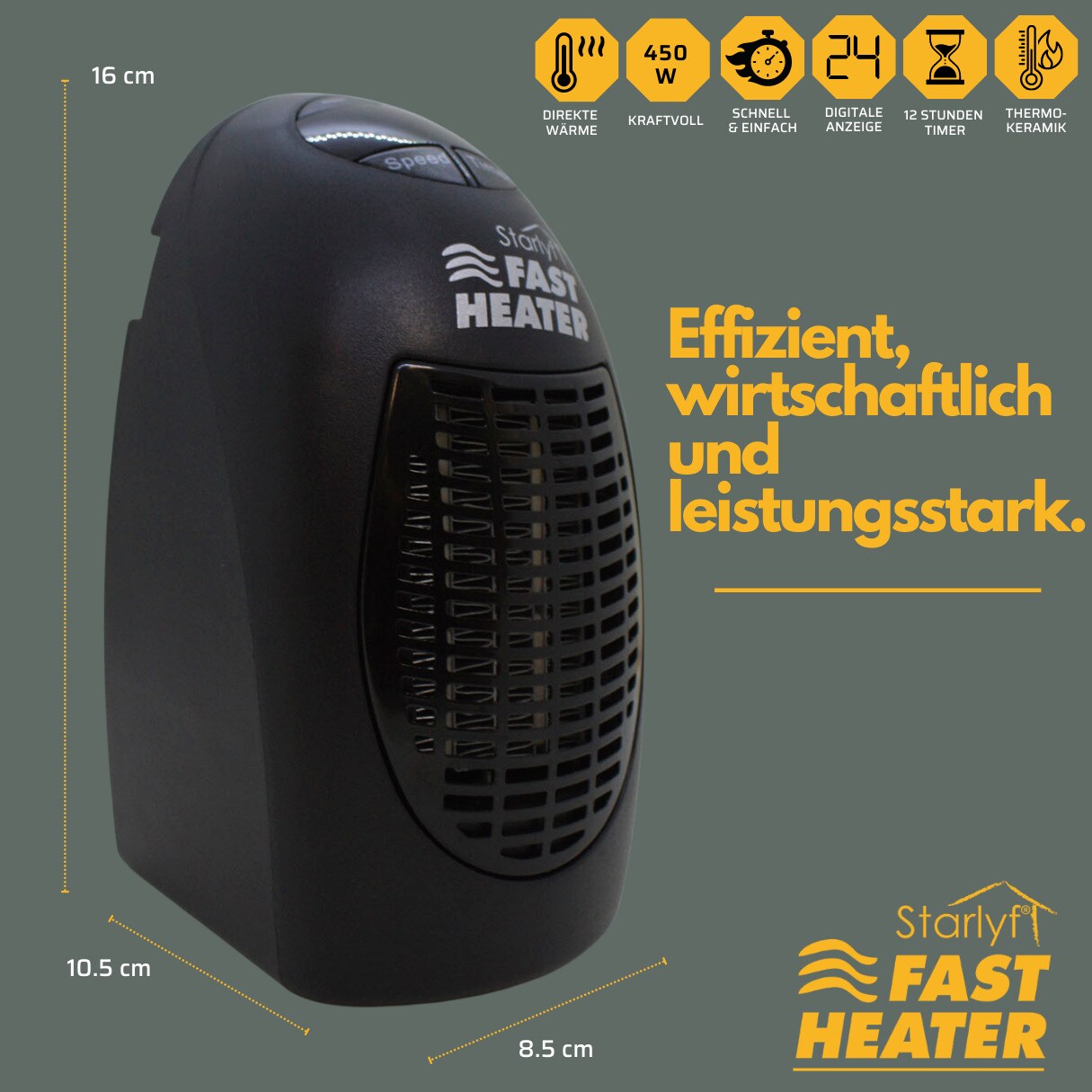 Starlyf® Steckdosen Mini Heizung - Heizlüfter Fast Heater