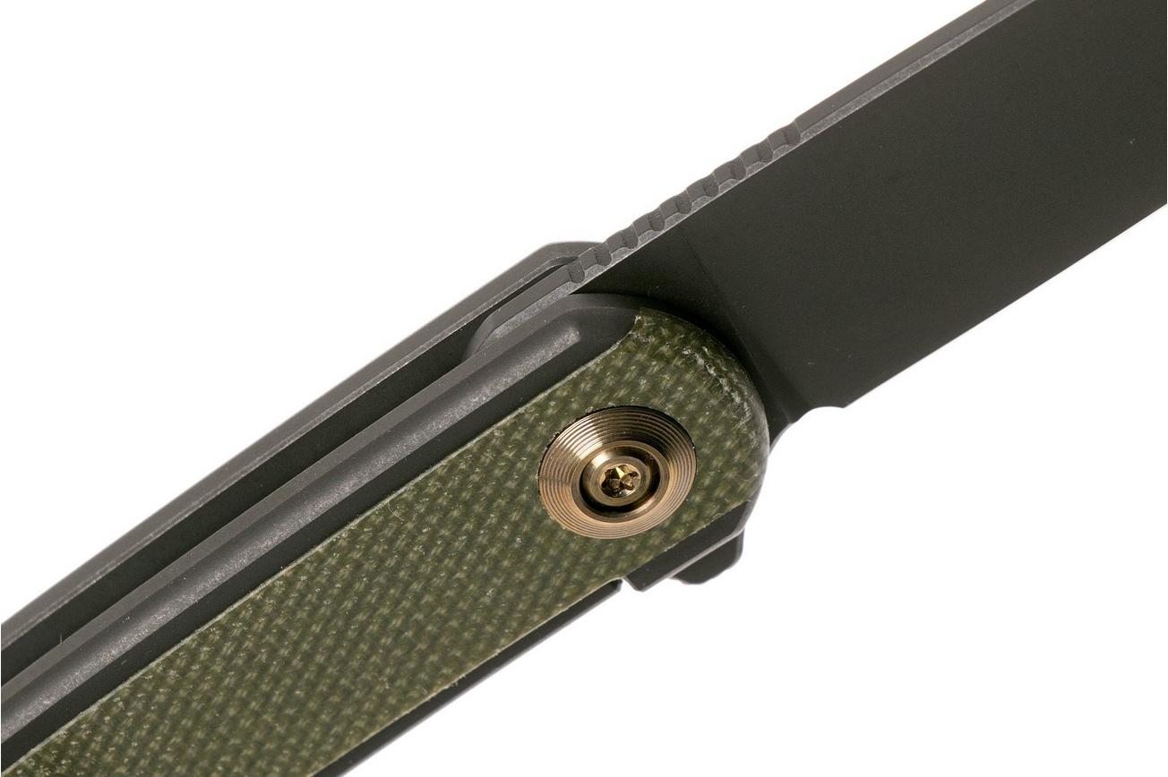 WE Knife Smooth Sentinel WE20043-4 Black Titanium Green Micarta zakmes