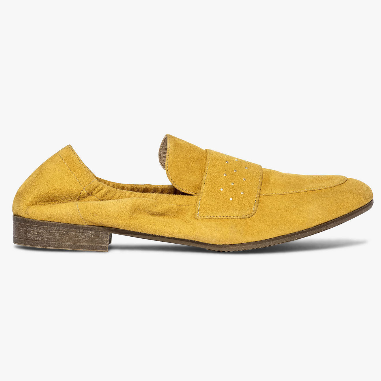 Bocage Mocassins en Velours de Cuir Aissa safran