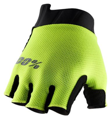 Gants Courts 100% Exceeda Jaune Fluo/Noir