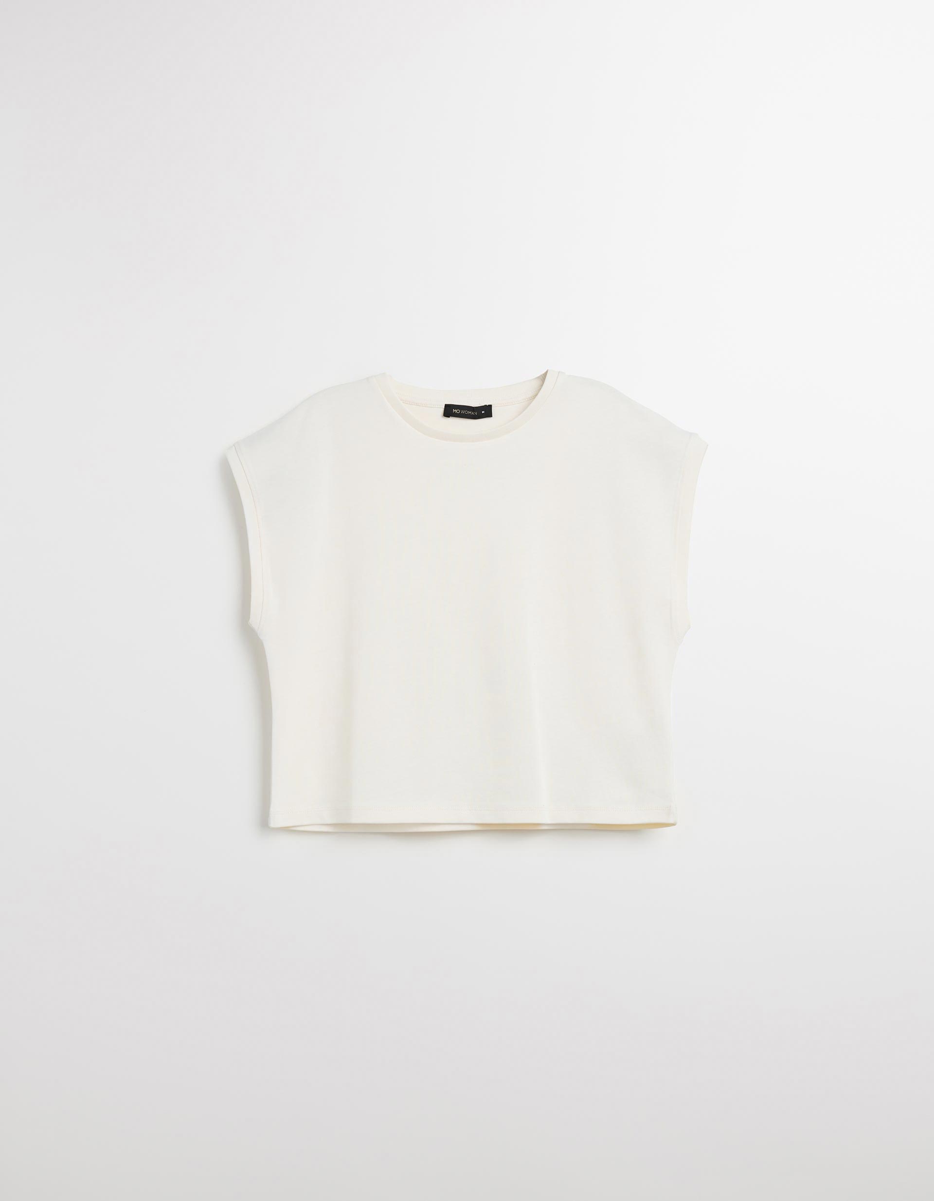 T-shirt sem Mangas, Mulher, Bege Claro