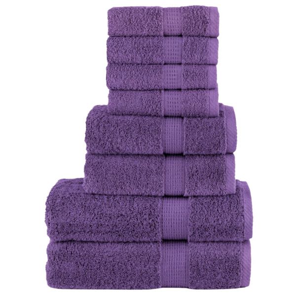 vidaXL 8 Peças Conjunto Toalhas Banho Premium Solund 600 Gsm Roxo - 1579010790