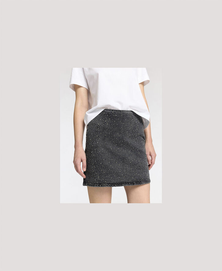 Selected Femme SLFMERLE HW SHORT BLACK DENIM SKIRT Black denim/washed