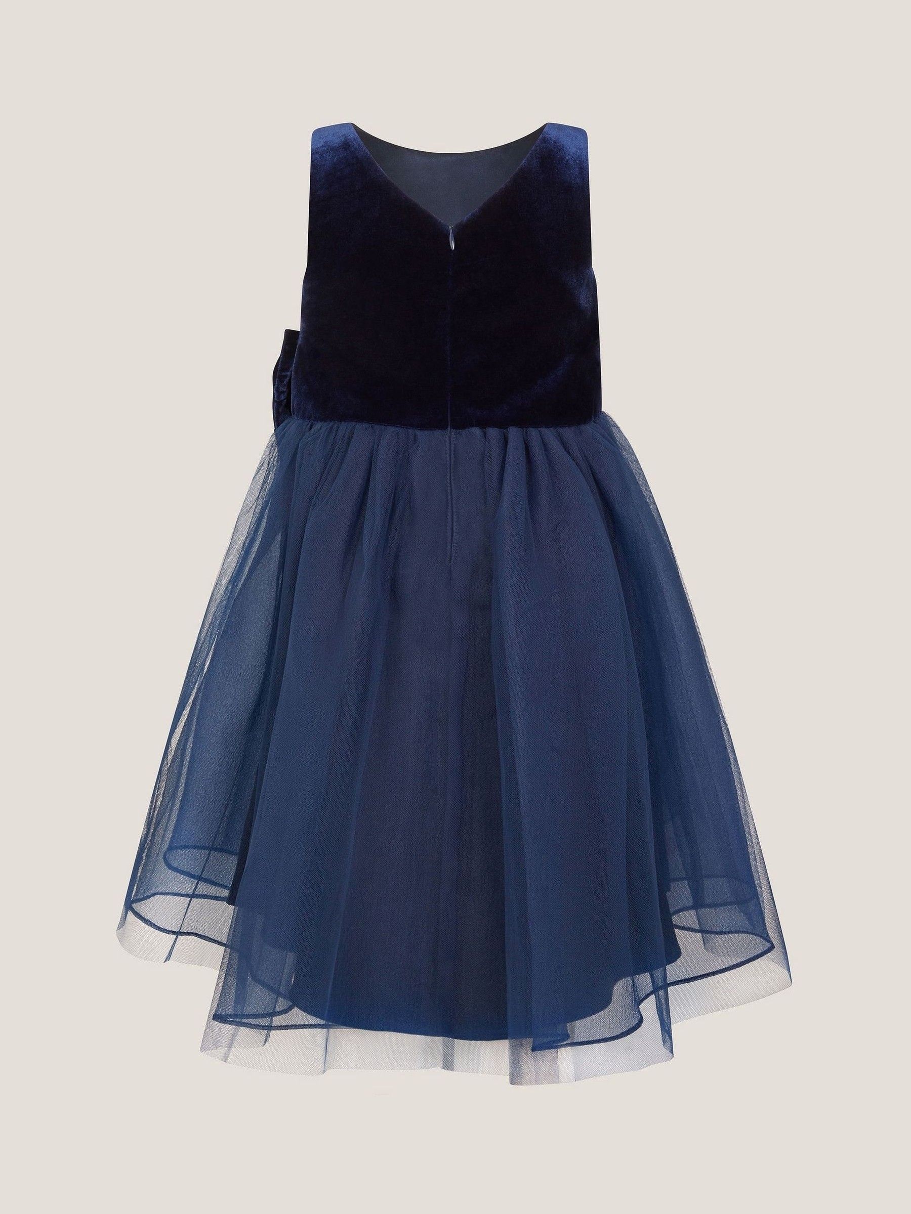 Denimblauw - Monsoon Velvet Bow Party Dress