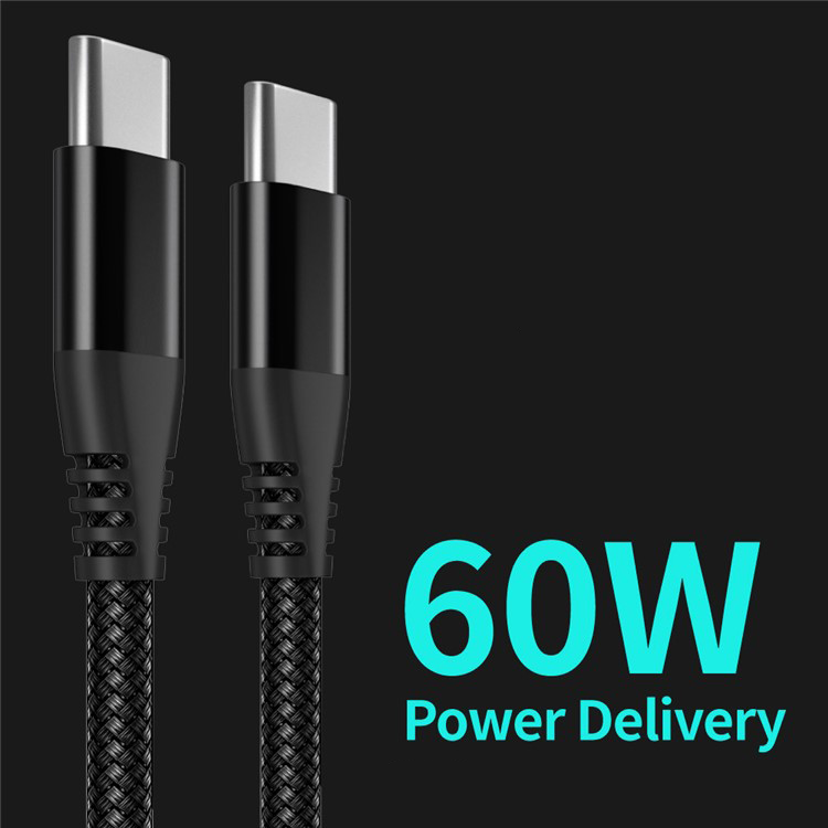(3m) 60W USB C auf USB C Ladekabel Nylon Datenkabel - Grau