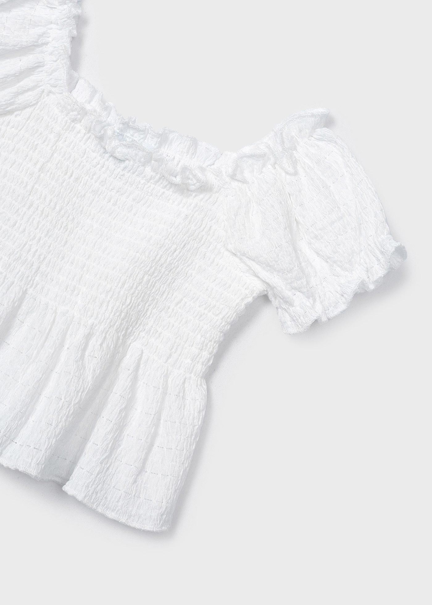 Conjunto de duas peças com blusa de malha franzida para meninas