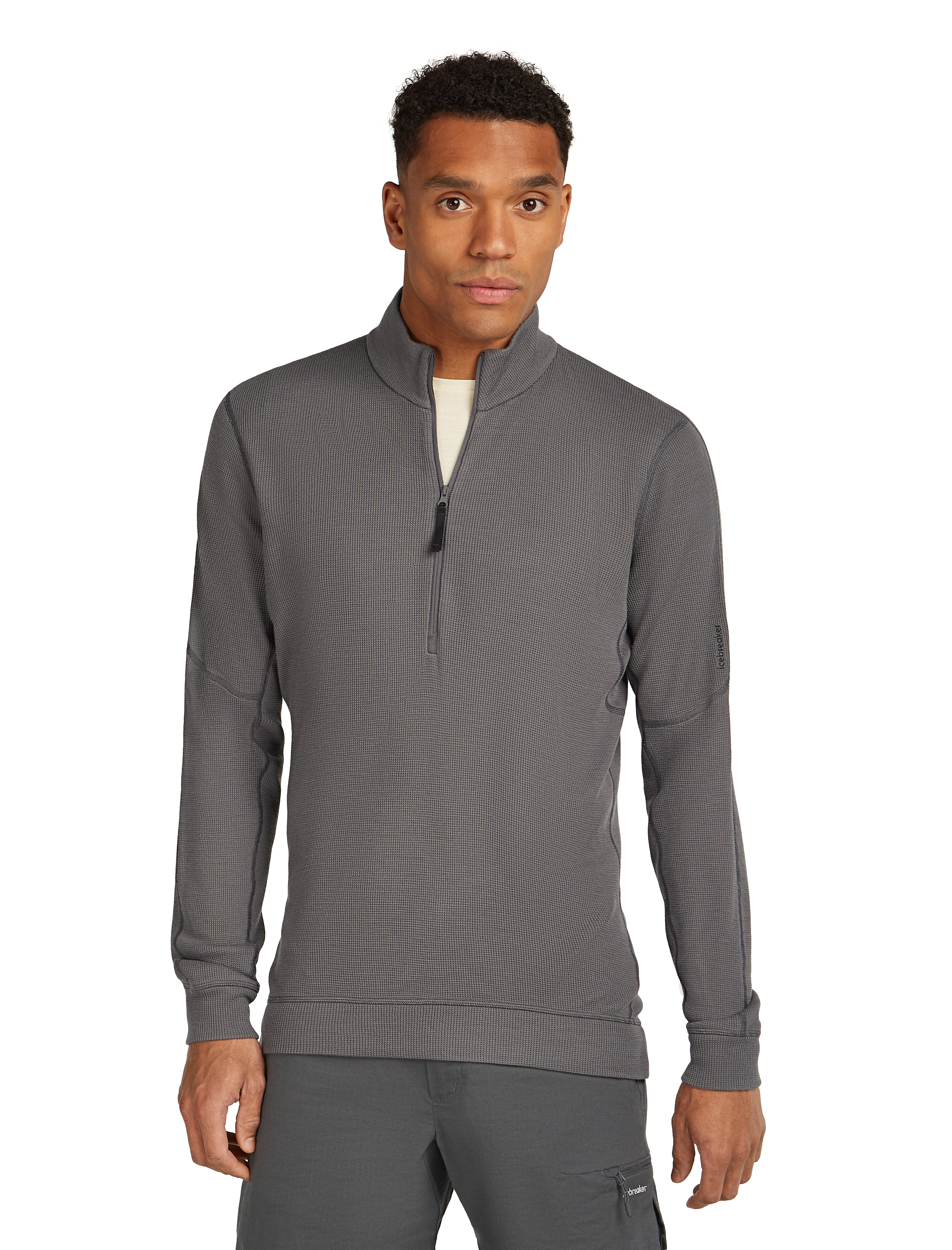 Mer 260 Waffle Knit Wander LS Half Zip Herre Obsidian