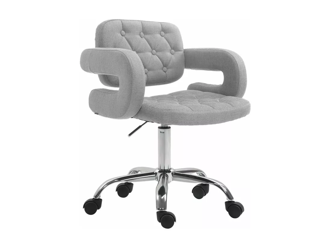 Chaise de bureau - Tissu & Métal chromé - Gris - Dublin