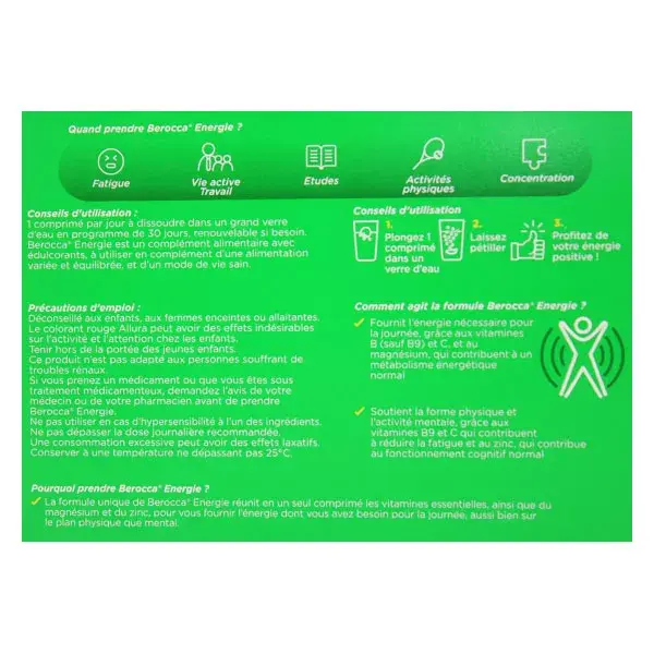 Berocca Energie Cassis Vitamine B et C Magnésium Zinc 45 comprimés effervescents