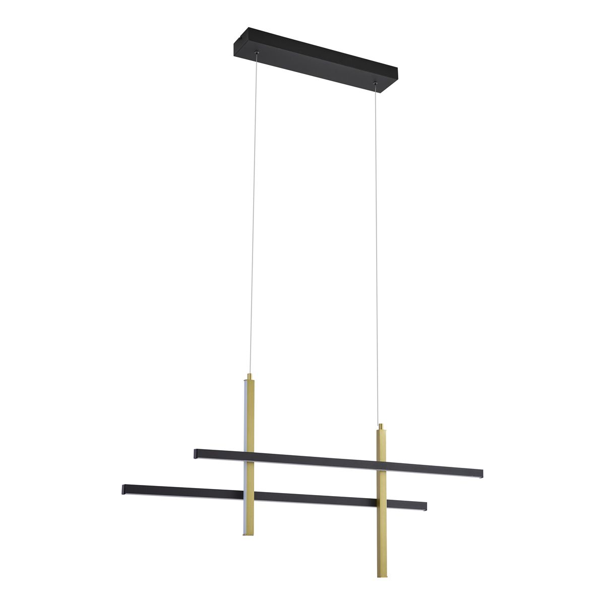 Design hanglamp H zwart met goud incl. LED 3-staps dimbaar- Joy