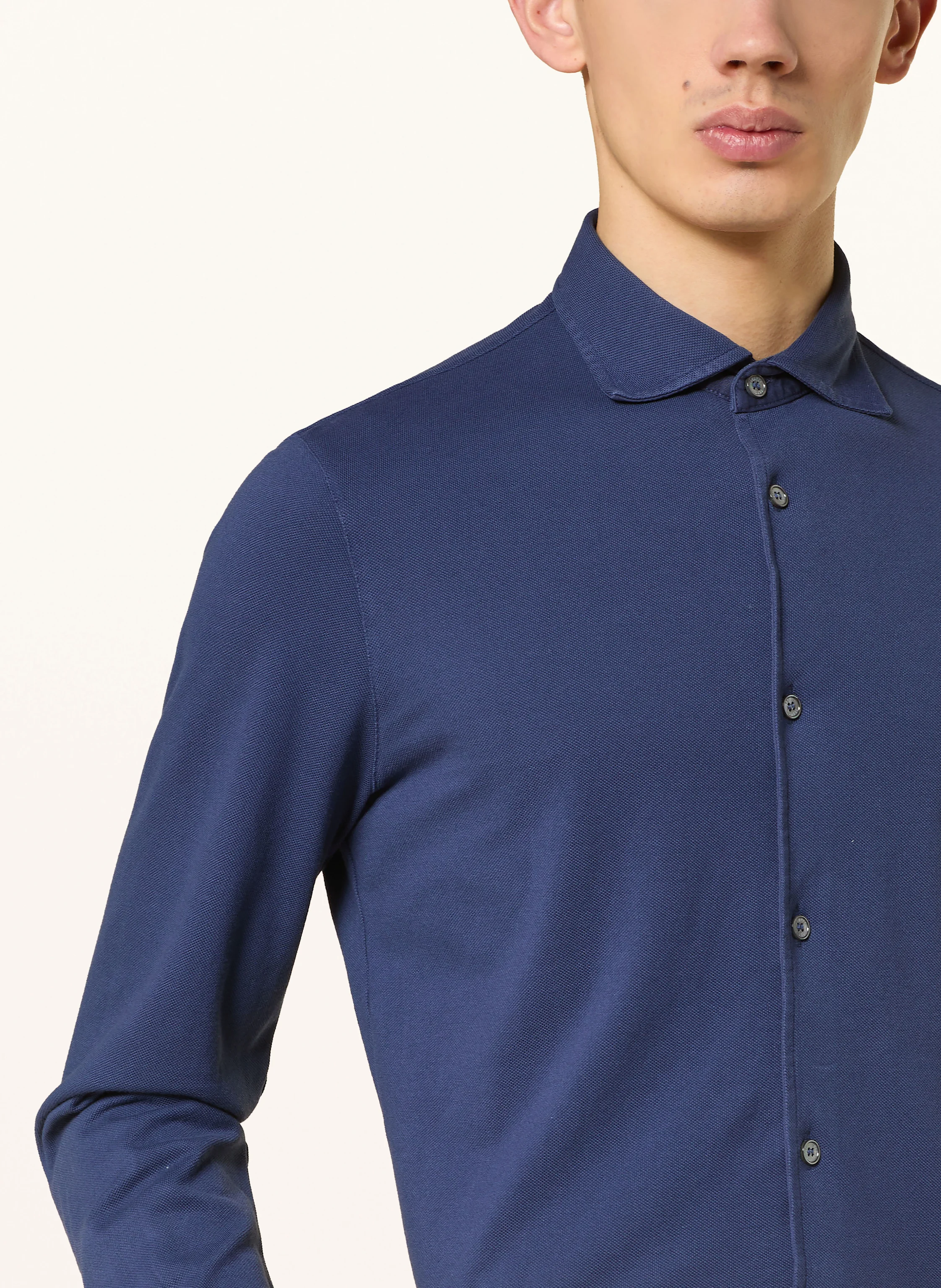 FEDELI Piqué-Hemd Custom Fit