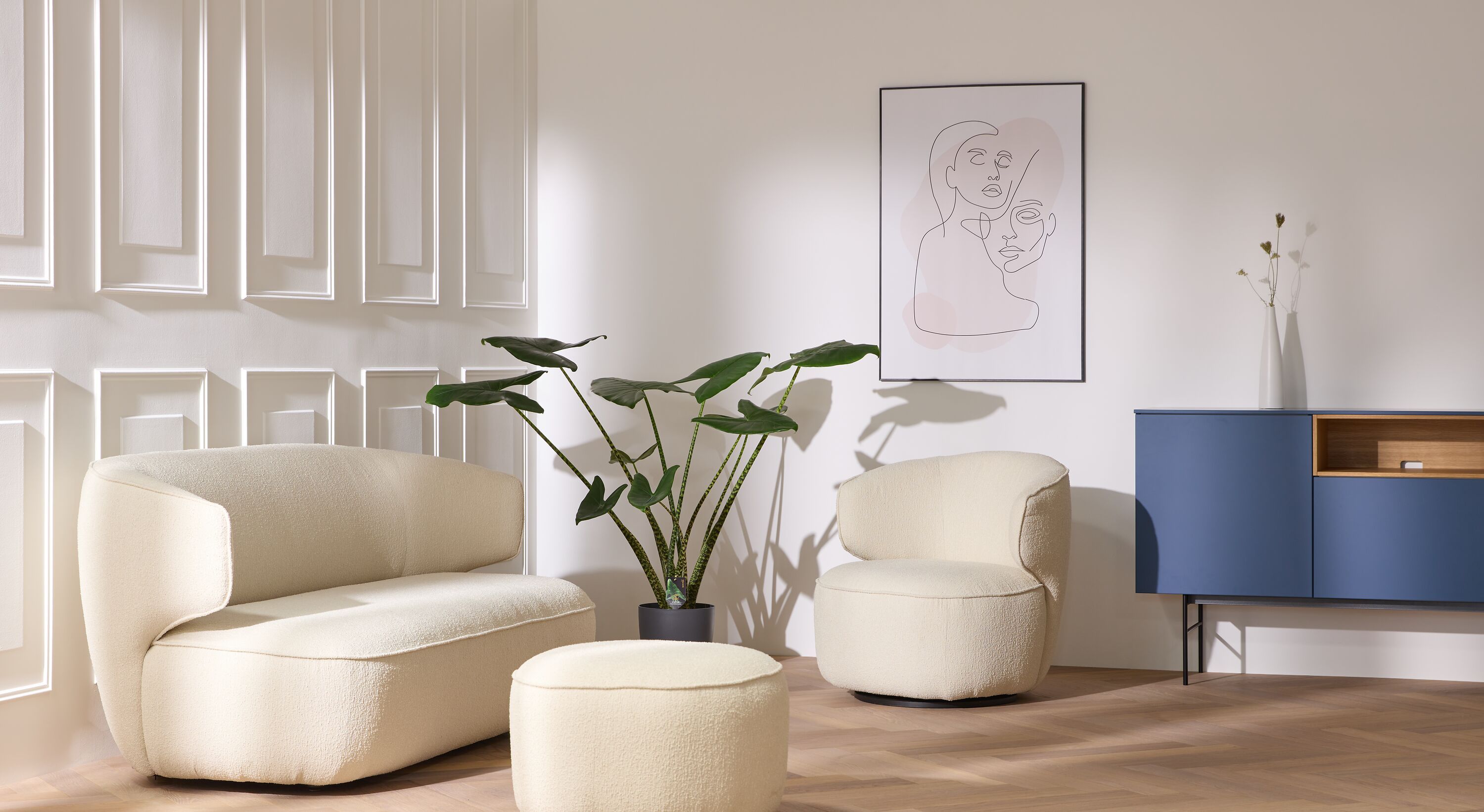 TILL Sideboard - Blau / B: 168.0 cm x T: 41.0 cm x H: 88.8 cm