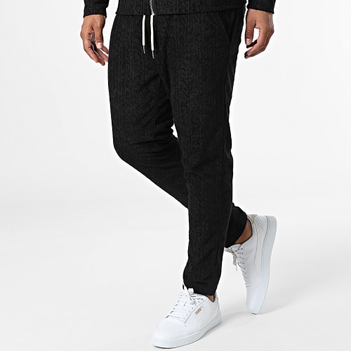 Ensemble Sweat Zippé Capuche Et Pantalon Jogging SH-42 Noir