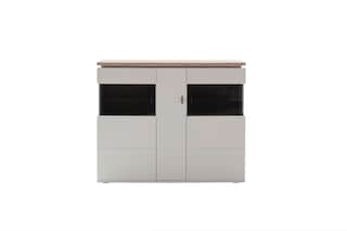 CASAVANTI Highboard AMANTEA 150x124 cm Weiß / Viking Oak