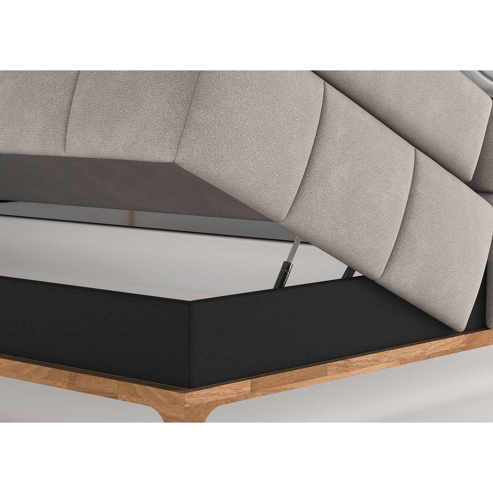 Boxspringbett - light grey - H3/4 - Bettkasten - 180x200 cm