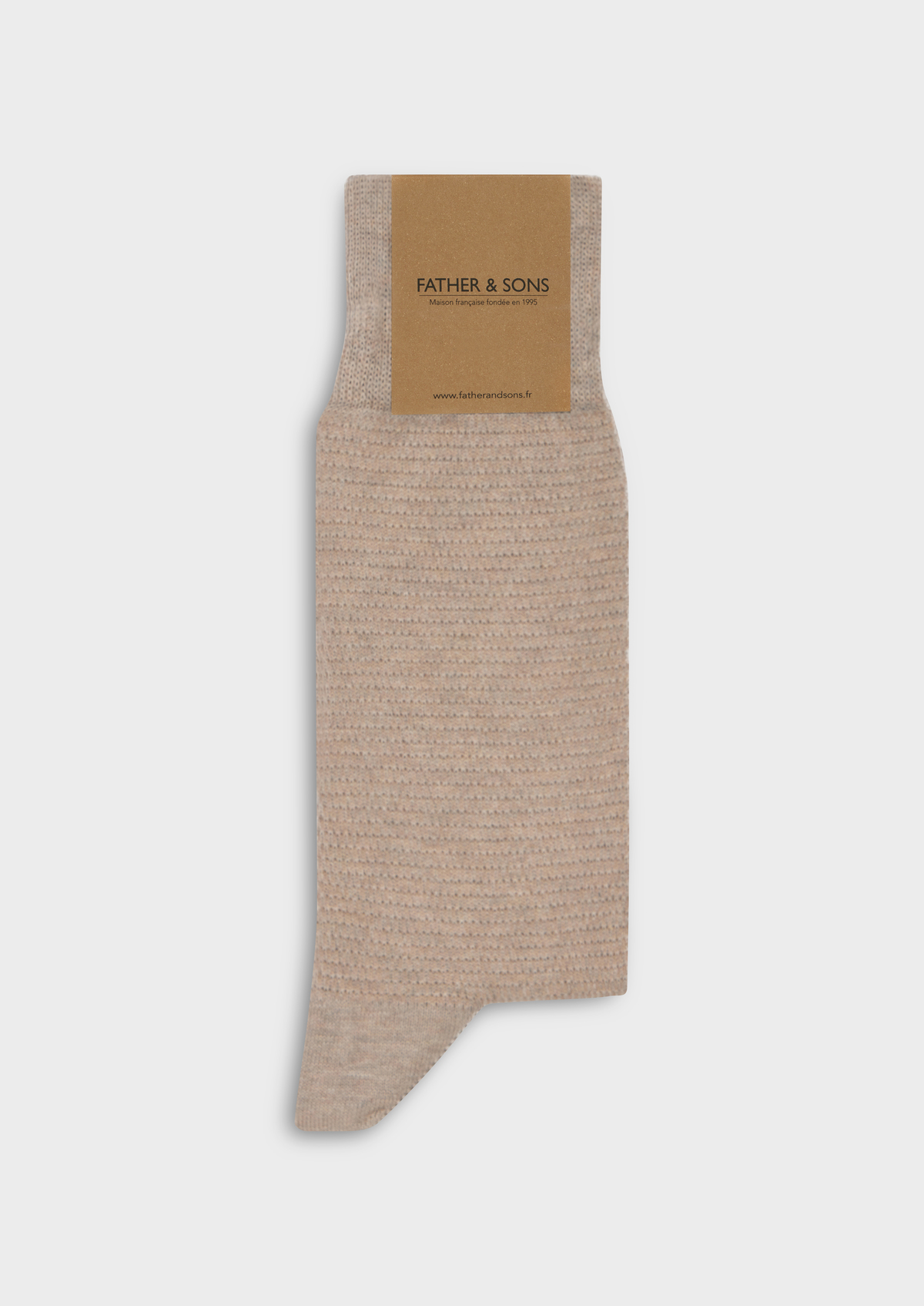 Chaussettes en coton mélangé uni beige foncé