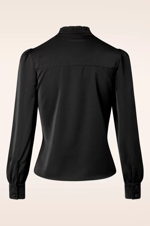Vixen Tia Tie Neck blouse in zwart