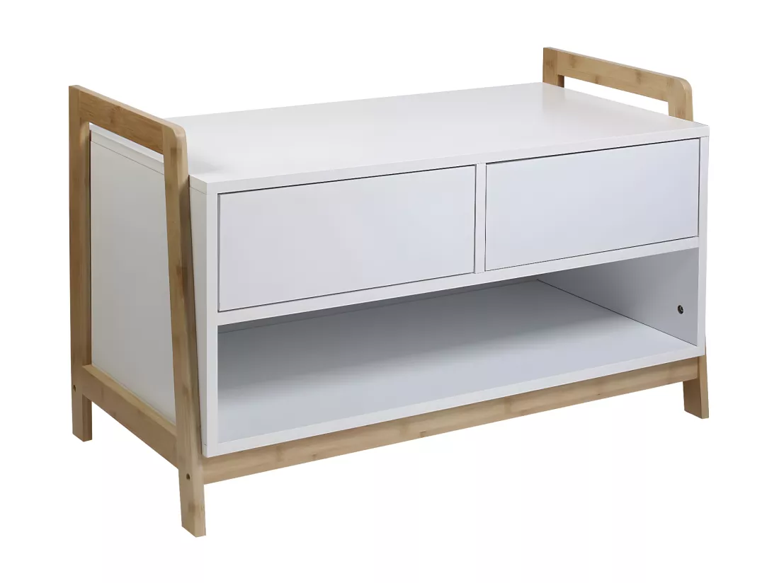 TARNBY - Meuble de Rangement Naturel et Blanc