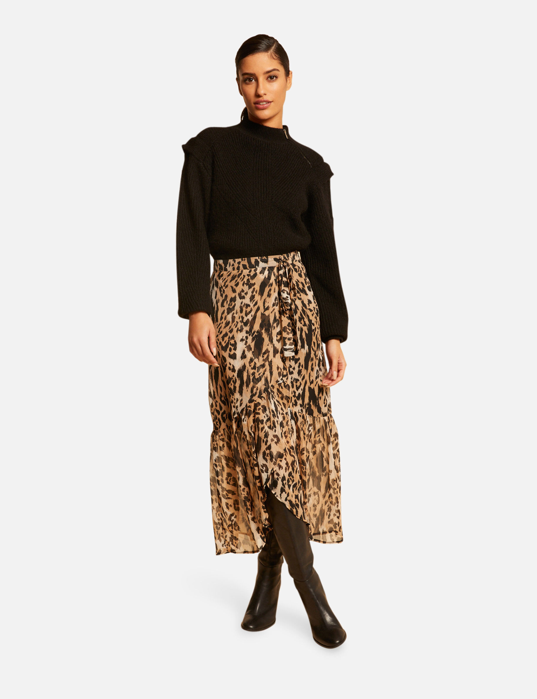 Jupe longue portefeuille imprimée multico femme - multico
