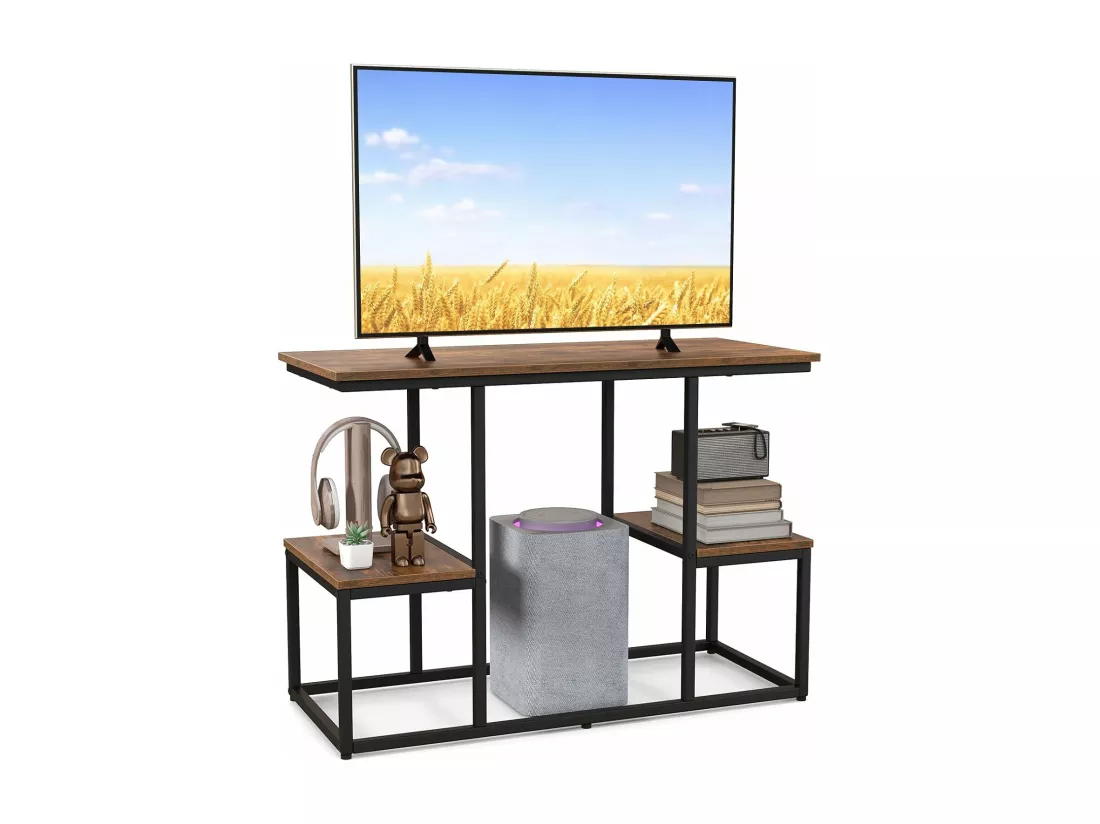 Console meuble 3 étagères, meuble tv pour télé 50