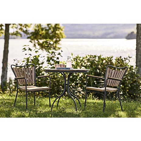 Kerteminde Ø80 teak cafésæt med 2 stole - Teak/antracit