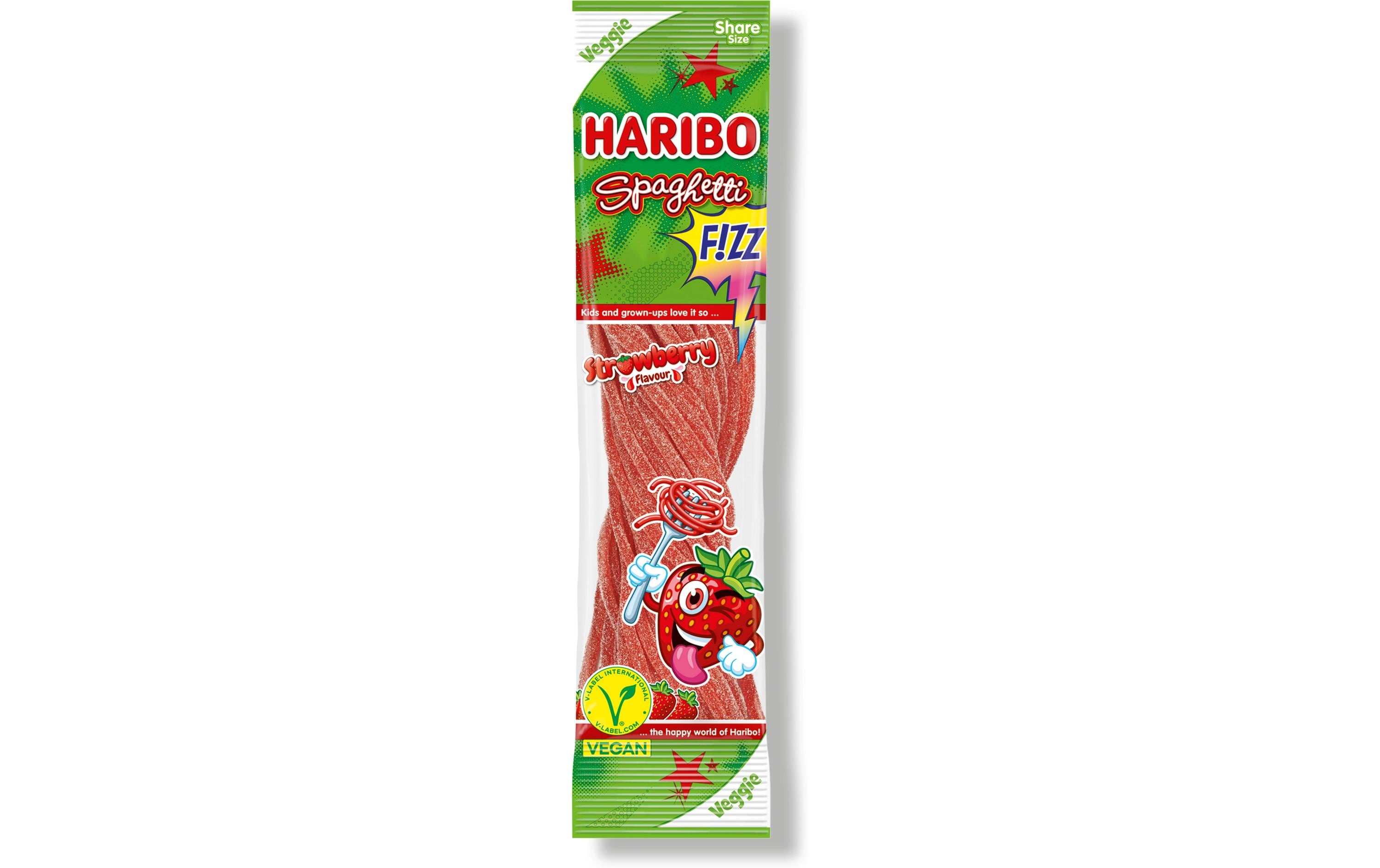Gummibonbons Spaghetti Erdbeer vegan 200 gVegane Kaubonbons zum Naschen und Teilen