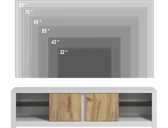 CONCEPT1 - Meuble TV Aydos chene blanc 180 x 35 x h45 cm