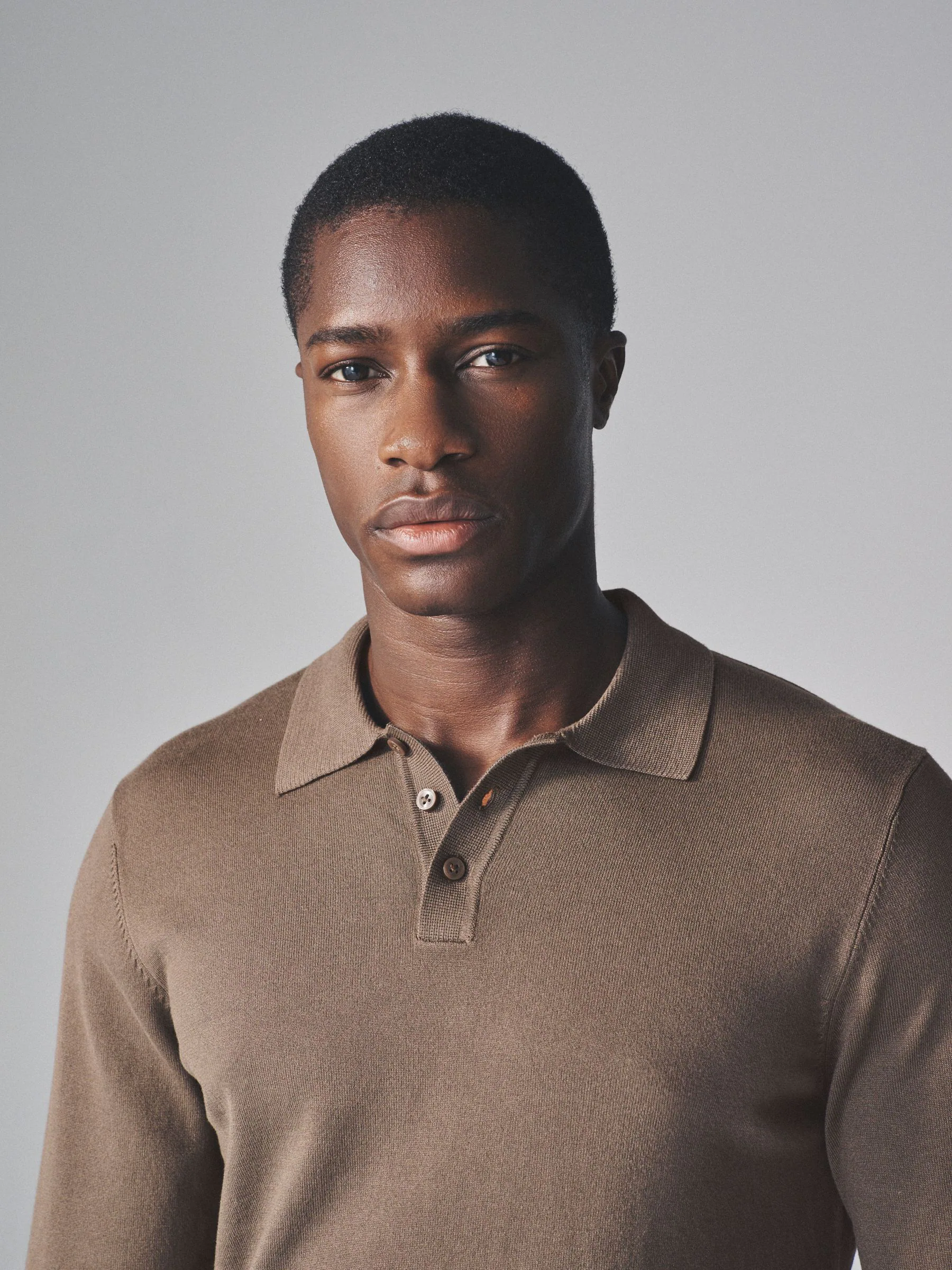 Bruin - The Set 3 Pack Gebreide Polo Truien met Lange Mouwen