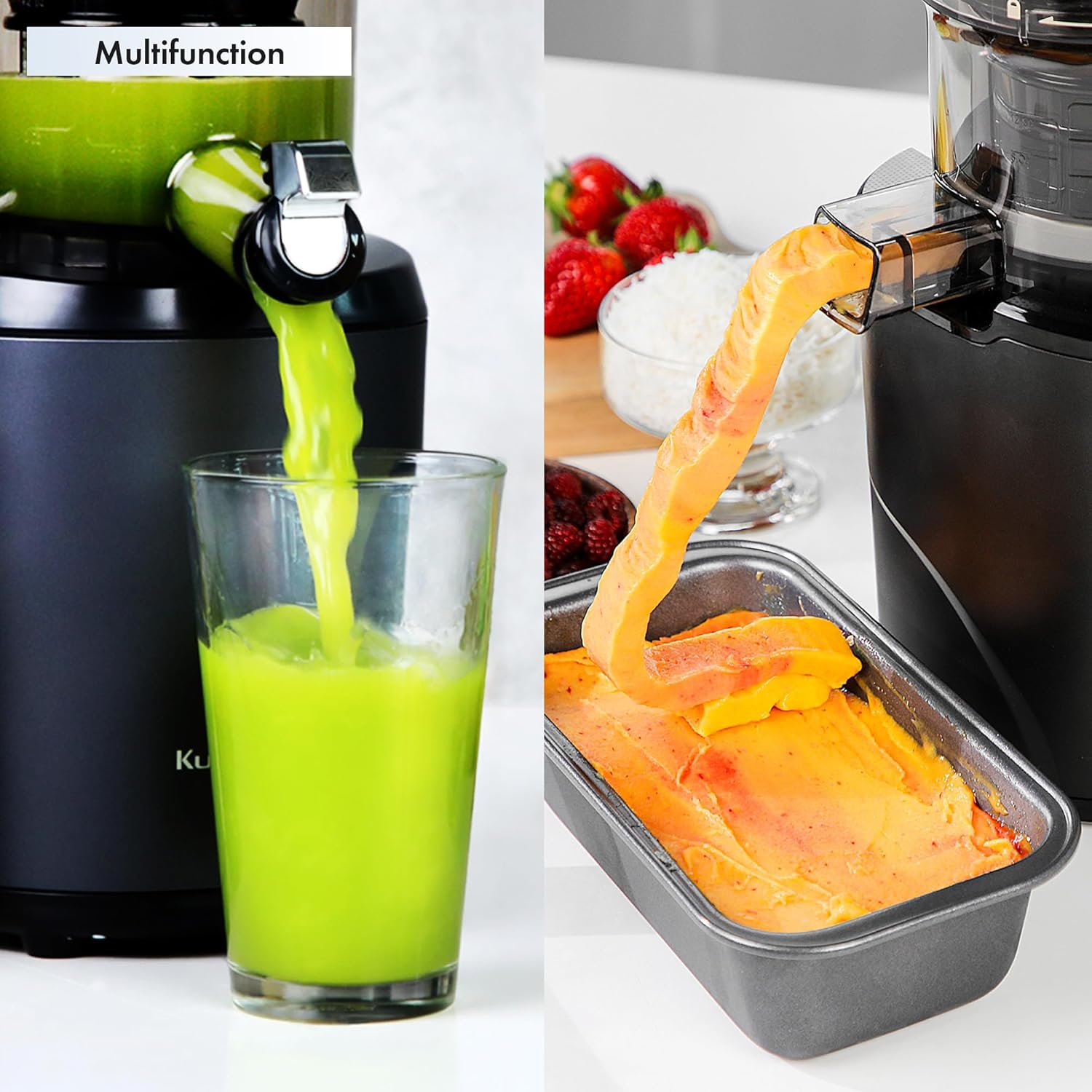 Kuvings AUTO8 Entsafter – Pflegeleichter Slow Juicer mit 2L Fassungsvermögen und 200W Motor ideal für Obst, Gemüse und Smoothies. (Silber)_KHS-860SE