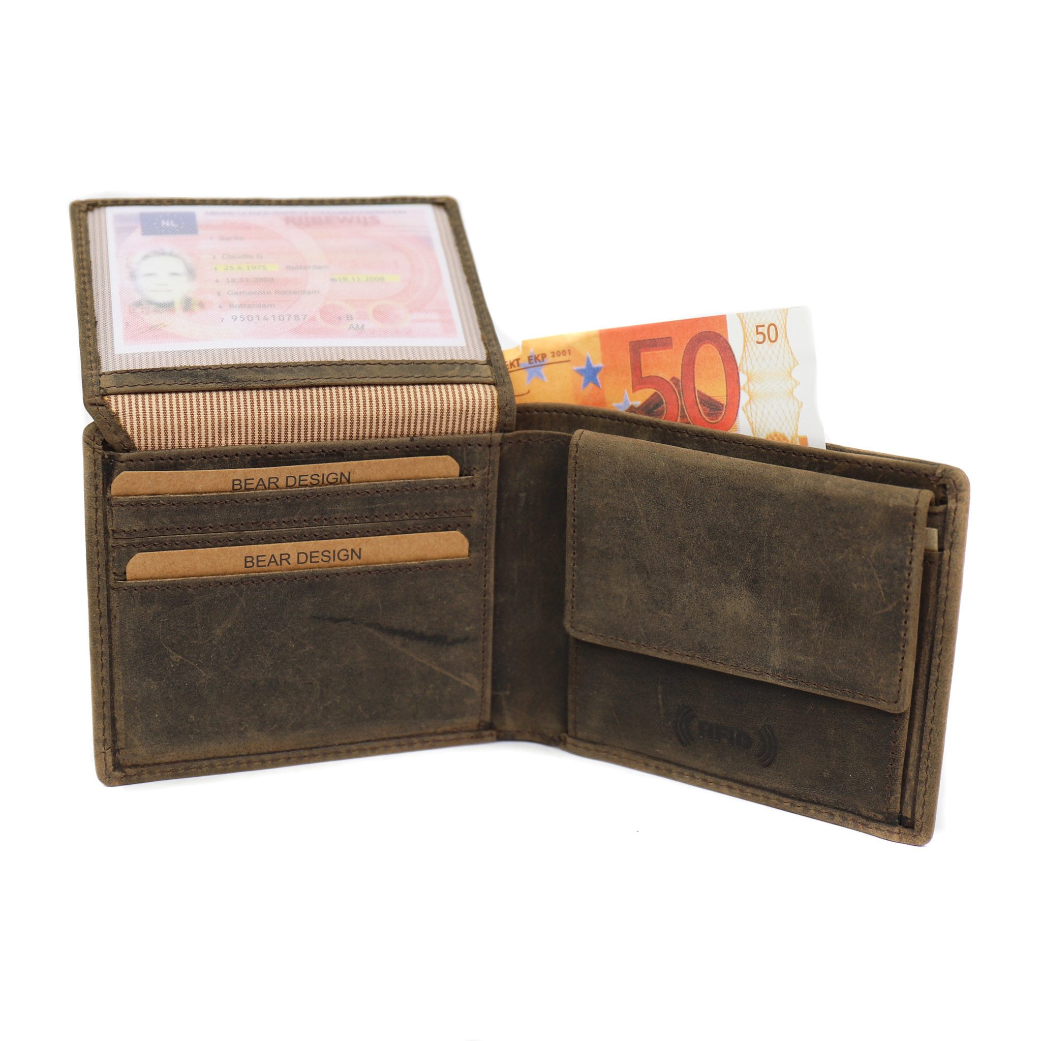 Bear Design Dark Nature Portemonnee Billfold Max Bruin HD9665