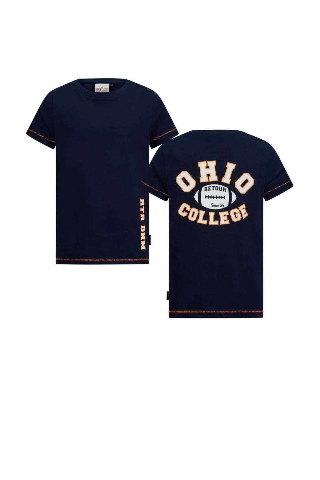 Retour Jeans T-shirt Italo met backprint donkerblauw