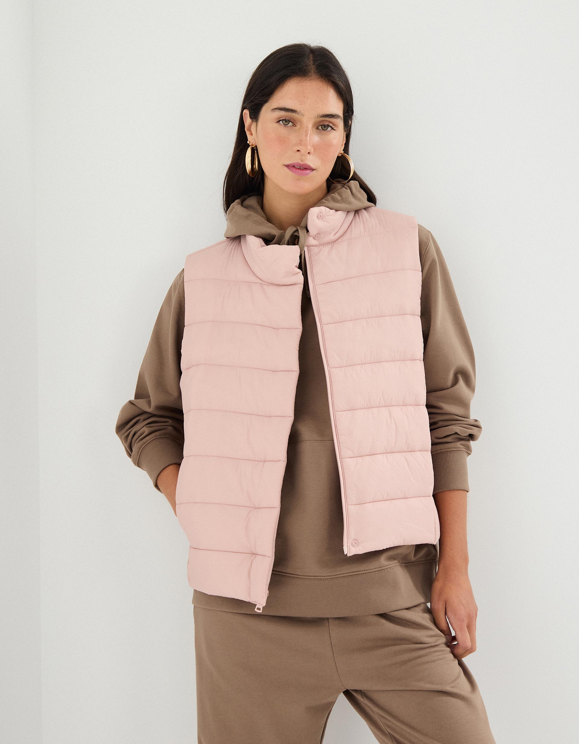 Colete Acolchoado, Mulher, Rosa Claro