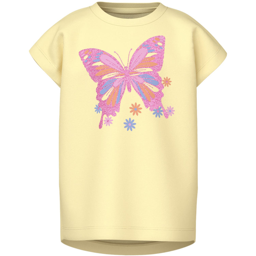Køb Name It Pastel Yellow Butterfly Violet T-Shirt