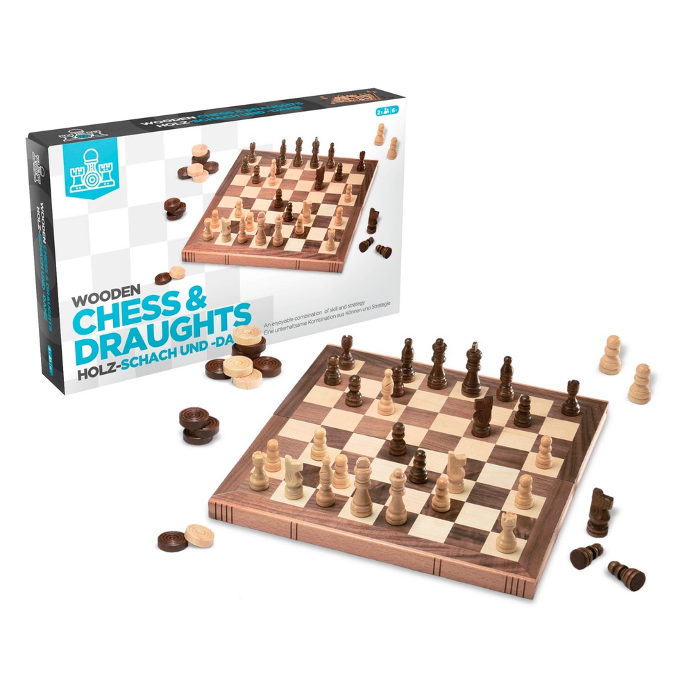 Schach- und Damespielset aus Holz
