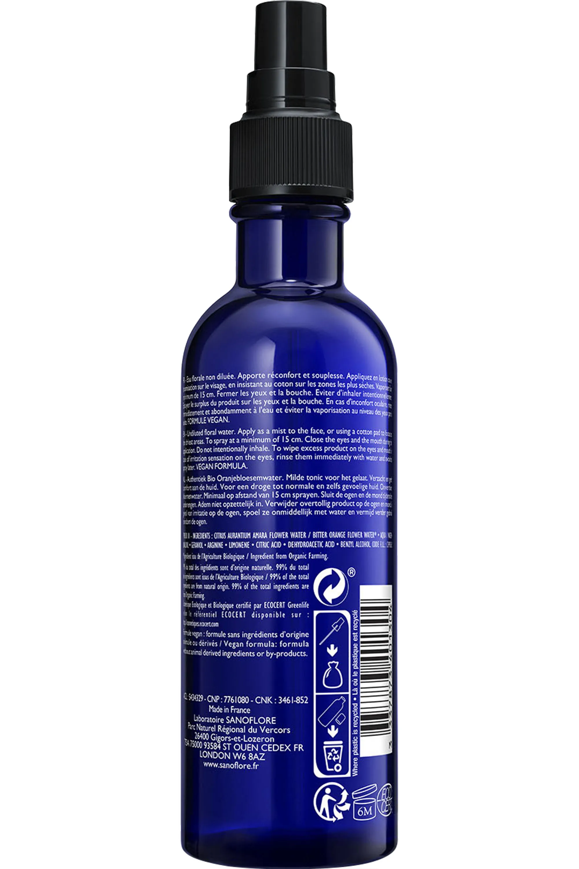Sanoflore Brume apaisante Véritable Eau Florale de Fleur d’Oranger-200 ml