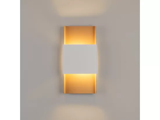 Plafonnier Durlin moderne en acier - 2 sources lumineuses - L.20 x H.40 cm - or/blanc