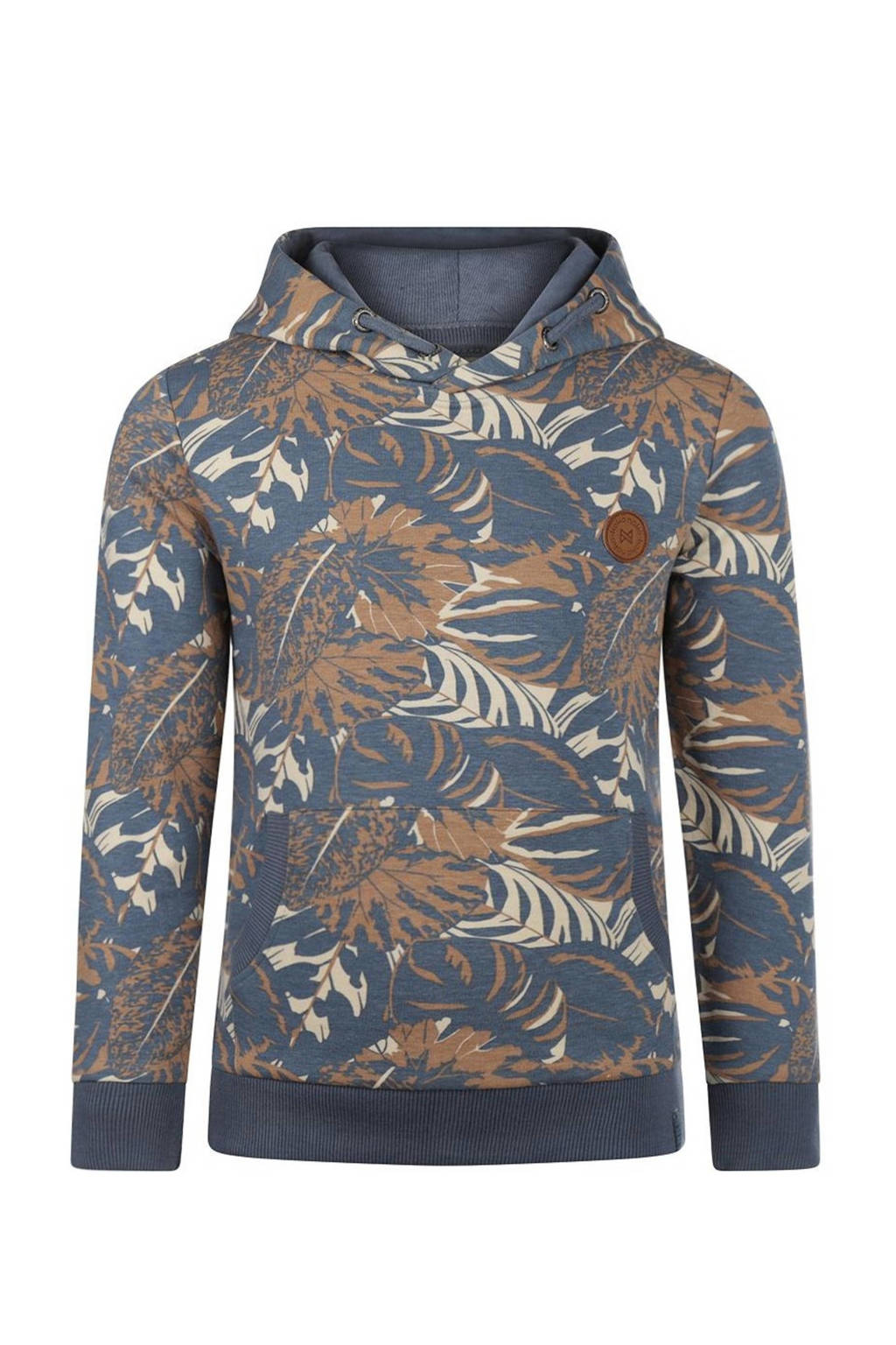 Koko Noko sweater met bladprint blauw