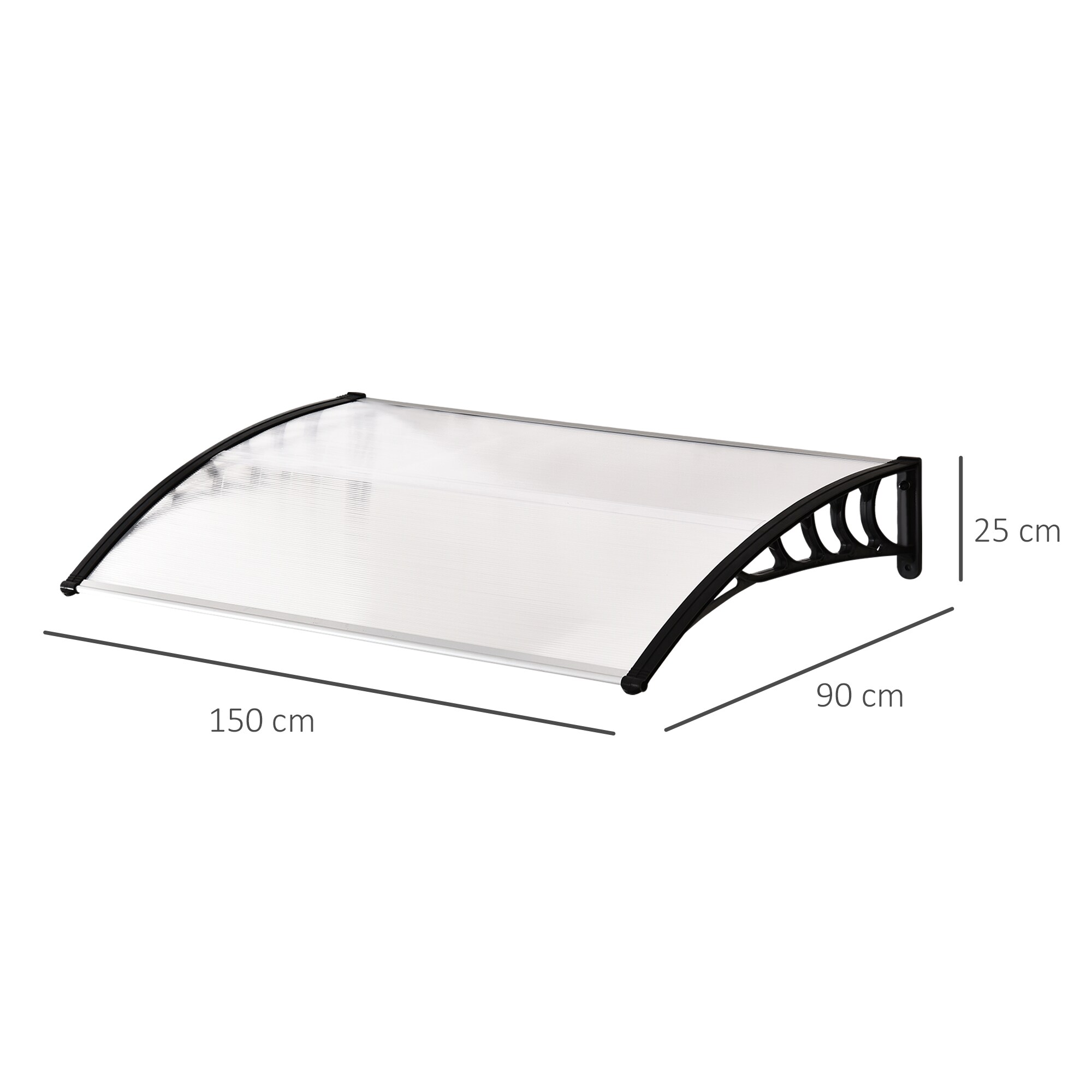 Outsunny Vordach mit Anti UV-Beschichtung und Wandbefestigung weiß 90L x 150B x 25H cm