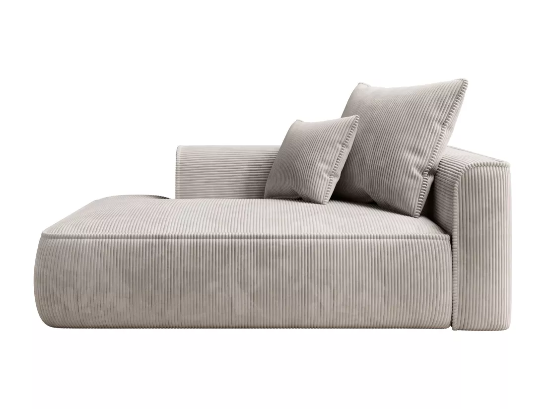Méridienne gauche en velours côtelé beige PINETA
