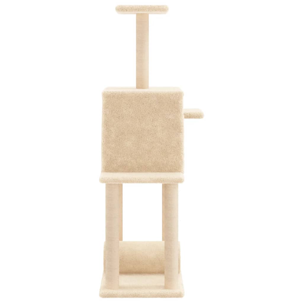 arranhador para gatos vidaXL com postes de sisal, cor creme, 122 cm
