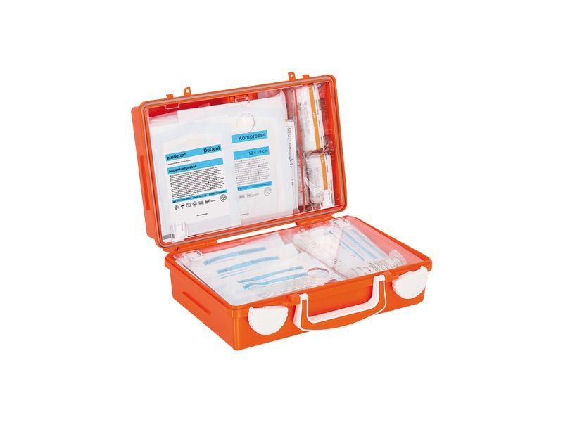 SÖHNGEN Erste-Hilfe-Set QUICK-CD SUISSE, DIN 13157, Orange Erste-Hilfe-Koffer inklusive Wandhalterung