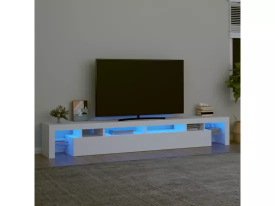 Meuble TV avec lumières LED Blanc 260x36,5x40 cm