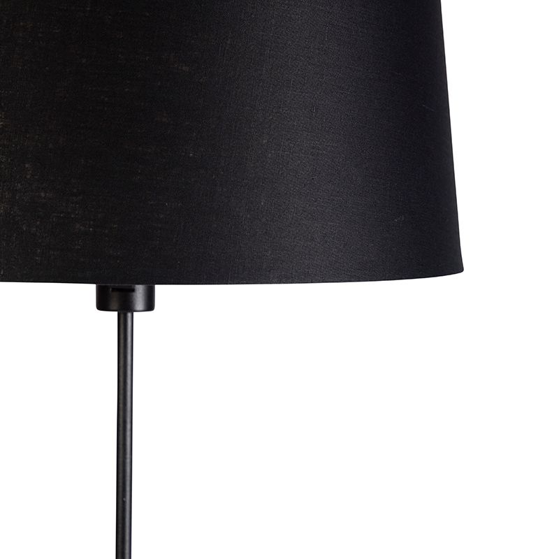 Vloerlamp zwart met zwarte linnen kap 45cm verstelbaar - Parte