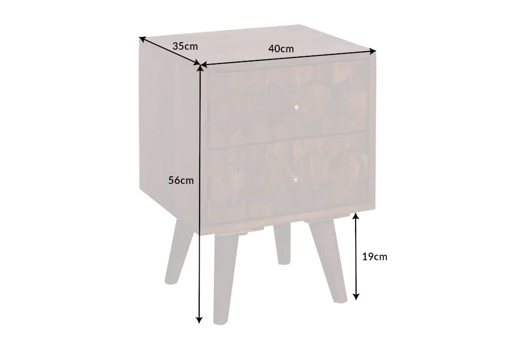 Massiver Beistelltisch MYSTIC LIVING 40cm Akazie braun 3D Oberfläche Nachttisch