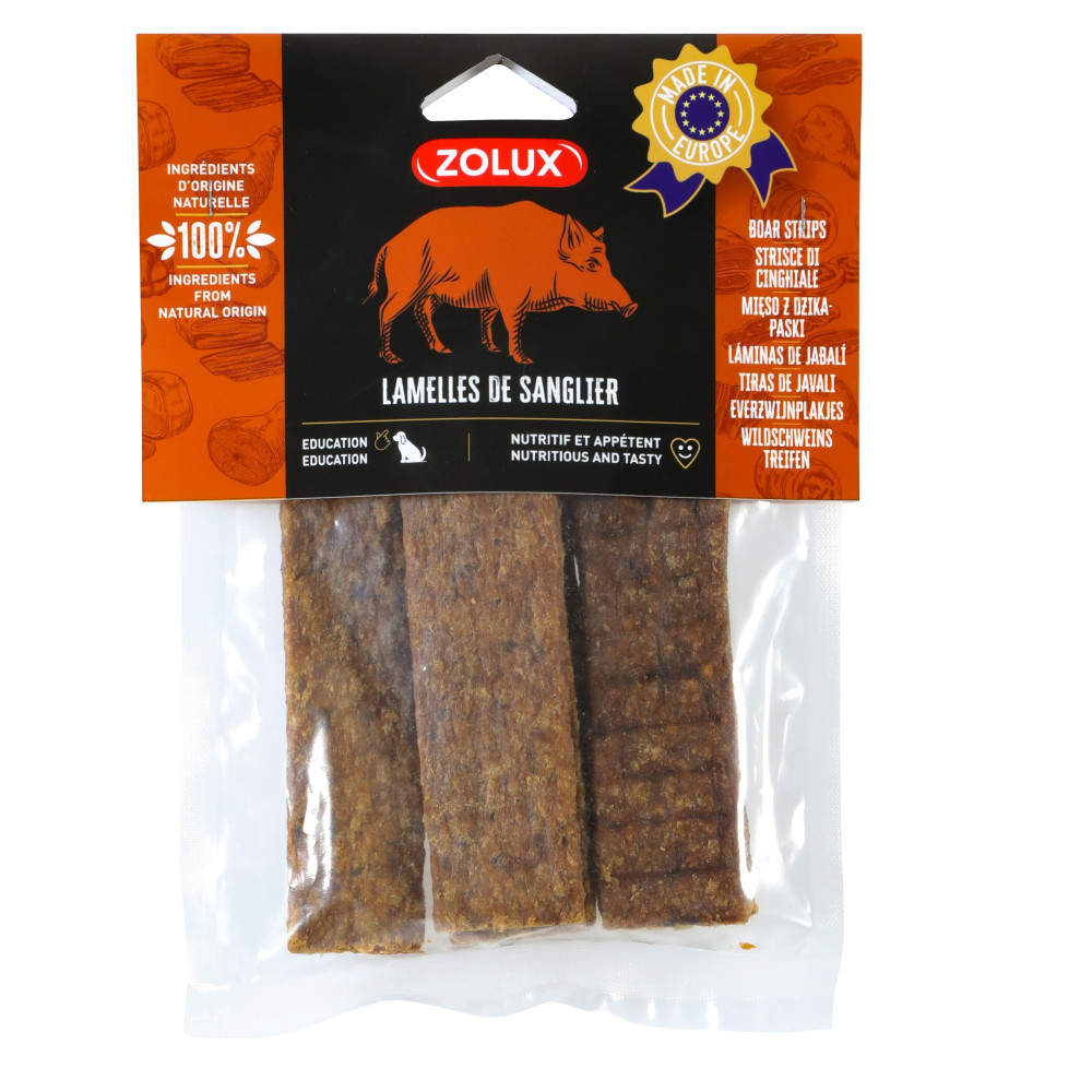 Friandises 5 lamelles de sanglier 100 g pour chien