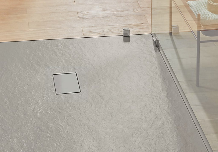 Receveur de douche 100 x 140 cm en acrylique, gris texturé, Villeroy & Boch Exklusive