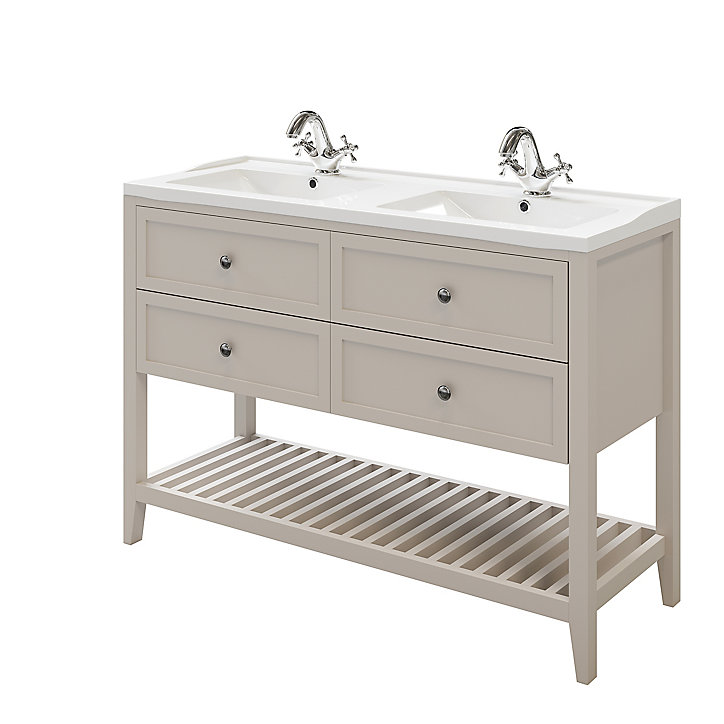 Meuble sous vasque à poser 4 tiroirs GoodHome Perma taupe 120 cm