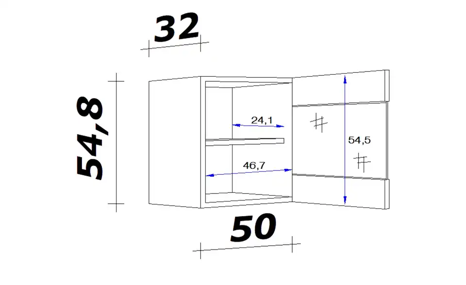 Glas-Hängeschrank Mol 50 cm