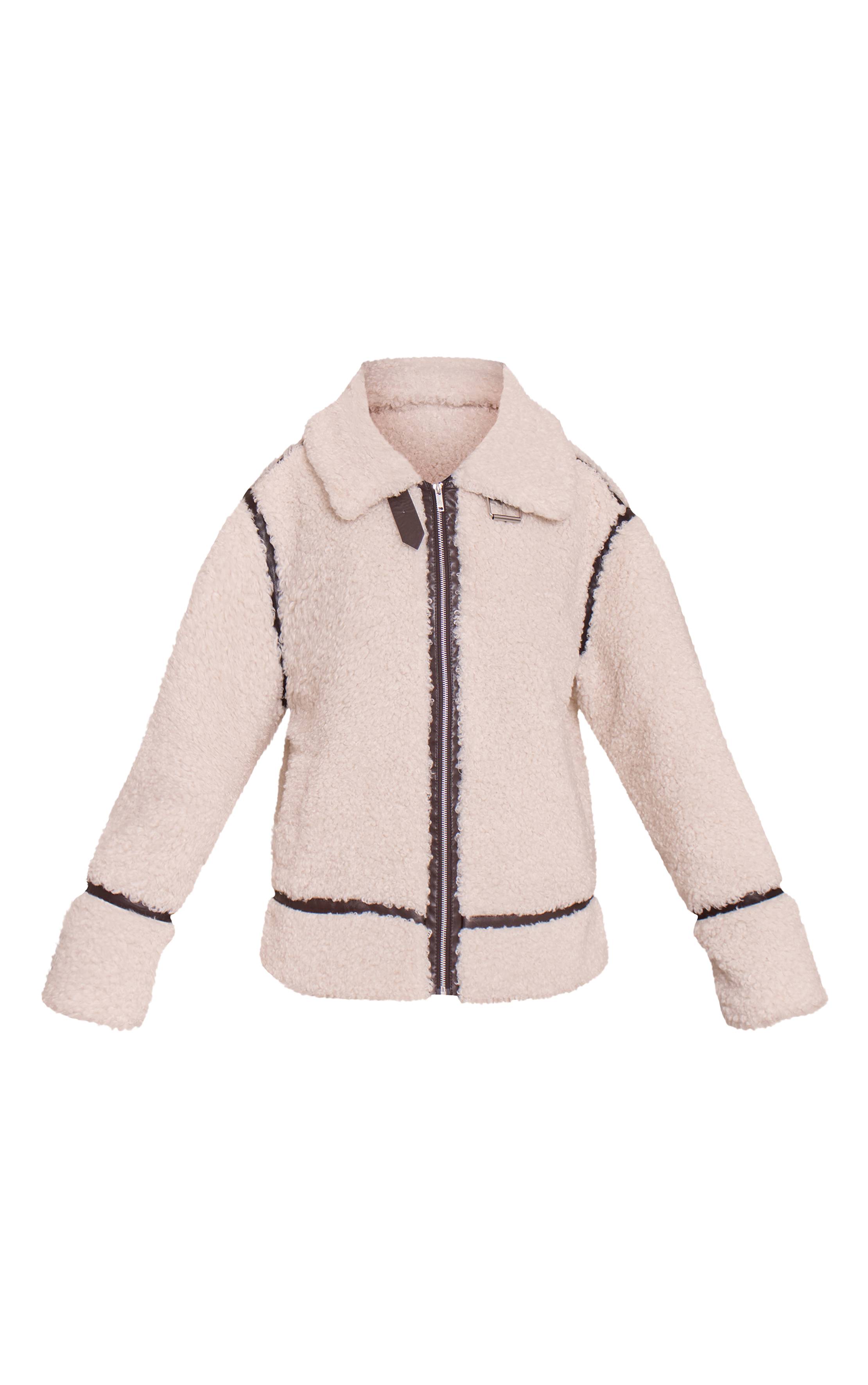 Crème Aviateur Tall À Détails De Panneaux Borg